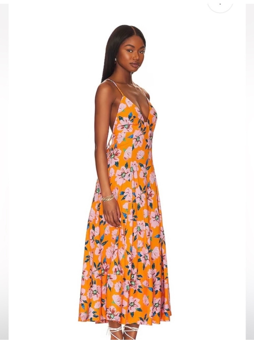 Free People Finer Things Maxi Dress in Sunshine Combo Midi Floral Dress L NWT